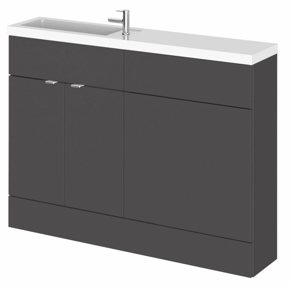 Hudson Reed Fusion Slimline Compact 1200mm Combination Unit with Basin in Gloss Grey