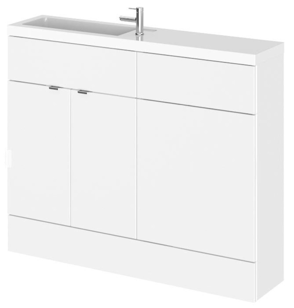 Hudson Reed Fusion Slimline Compact 1200mm Combination Unit with Basin in Gloss White