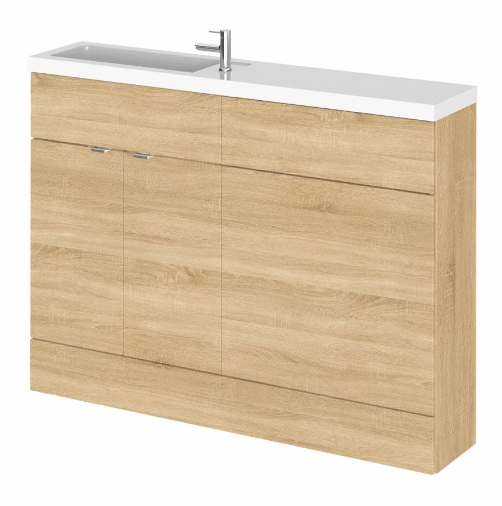 Hudson Reed Fusion Slimline Compact 1200mm Combination Unit with Basin in Natural Oak