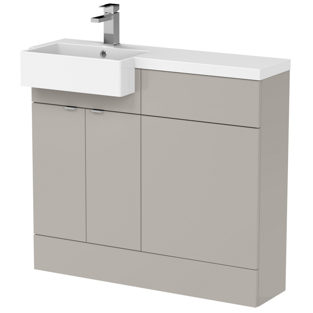 Hudson Reed Fusion Square Semi Recessed 1000mm LH Combination Basin Unit in Pebble Grey