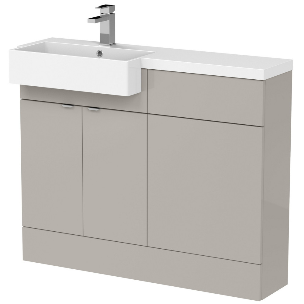 Hudson Reed Fusion Square Semi Recessed 1100mm LH Combination Basin Unit in Pebble Grey