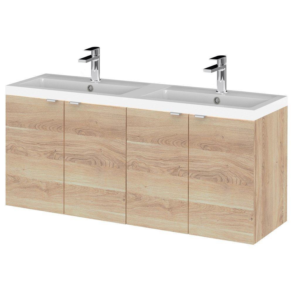 Hudson Reed Fusion Wall Hung 1200mm Bleached Oak Vanity Unit with Doors (1)