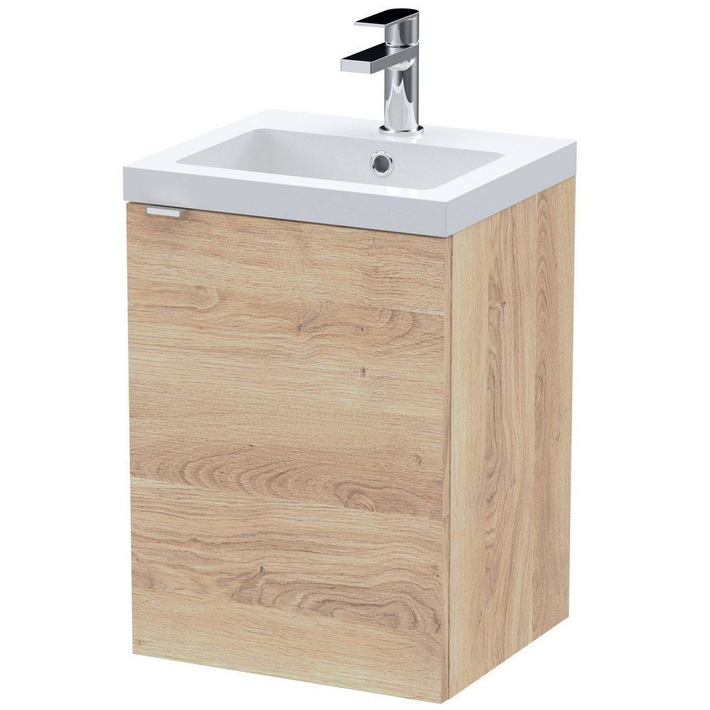 Hudson Reed Fusion Wall Hung 400mm Bleached Oak Vanity Unit (1)
