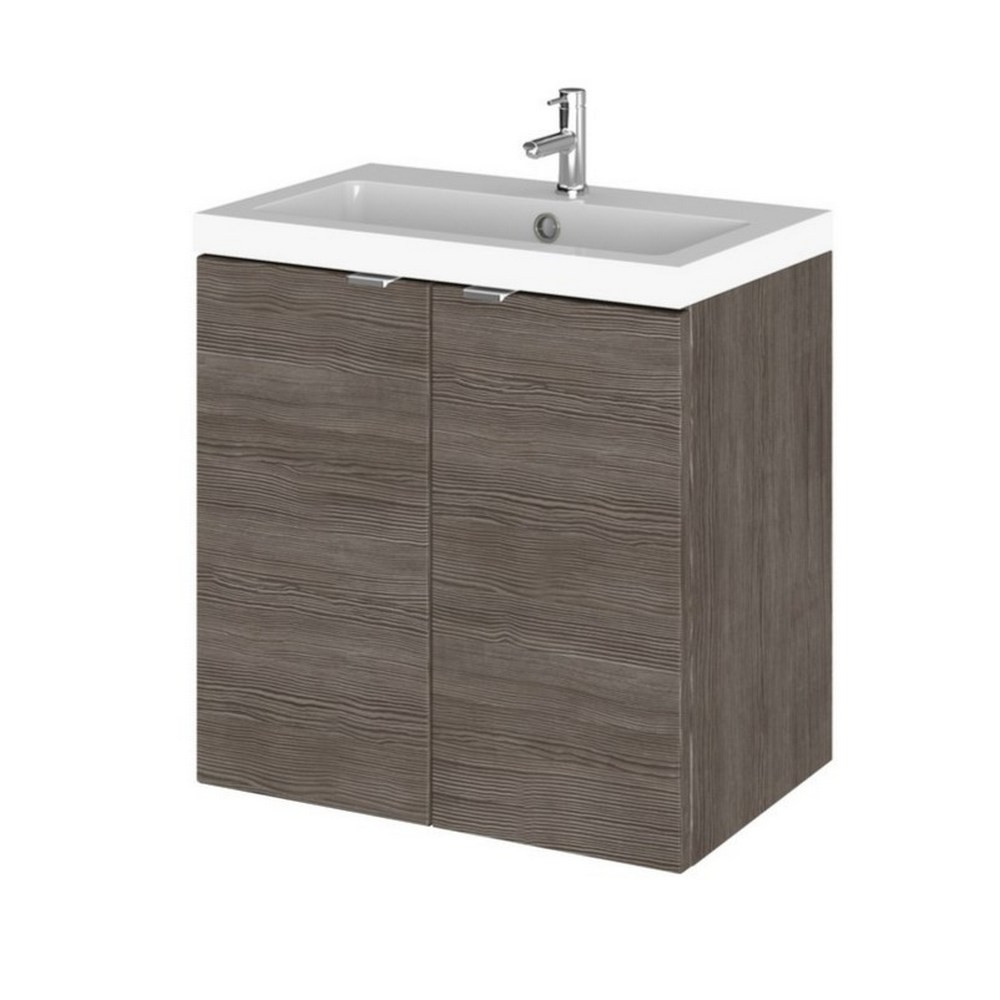 Hudson Reed Fusion Wall Hung 500mm Anthracite Woodgrain Vanity Unit with Doors (1)