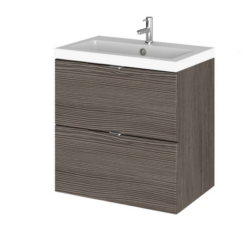 Hudson Reed Fusion Wall Hung 500mm Anthracite Woodgrain Vanity Unit with Drawers (1)