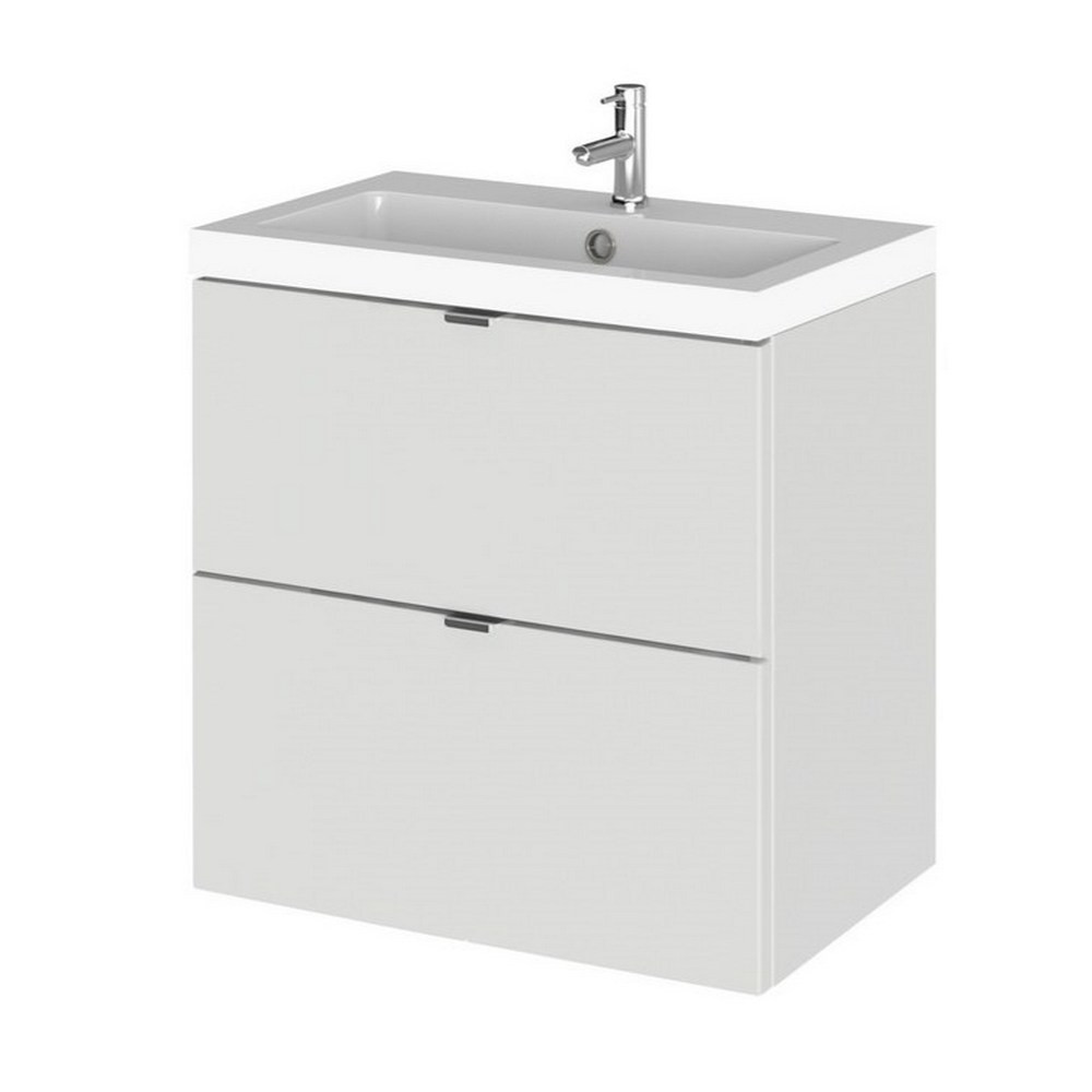 Hudson Reed Fusion Wall Hung 500mm Gloss Grey Mist Vanity Unit with Drawers (1)