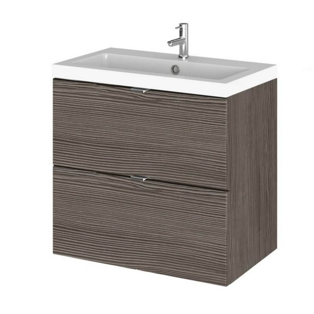 Hudson Reed Fusion Wall Hung 600mm Anthracite Woodgrain Vanity Unit with Drawers