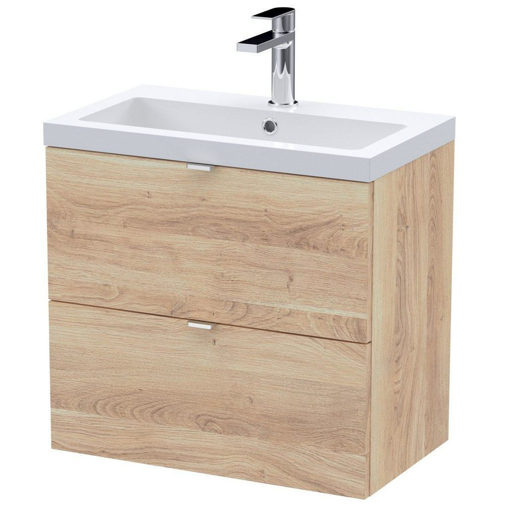 Hudson Reed Fusion Wall Hung 600mm Bleached Oak Vanity Unit with Drawers (1)