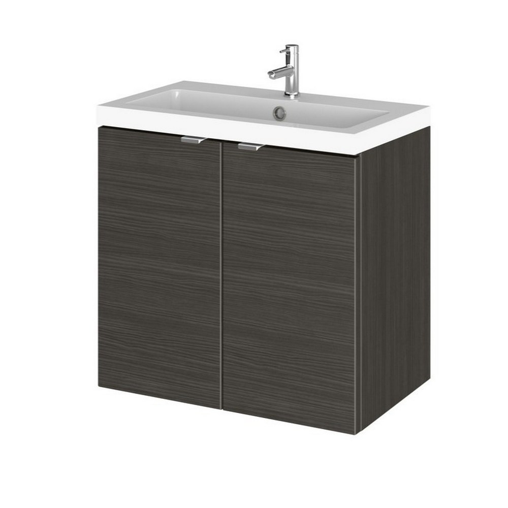 Hudson Reed Fusion Wall Hung 600mm Charcoal Black Vanity Unit with Doors