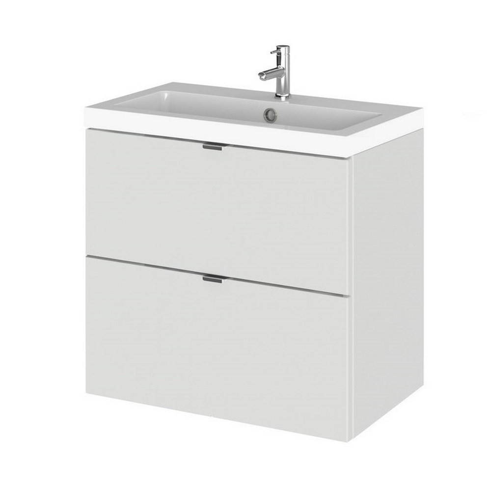 Hudson Reed Fusion Wall Hung 600mm Gloss Grey Mist Vanity Unit with Drawers (1)