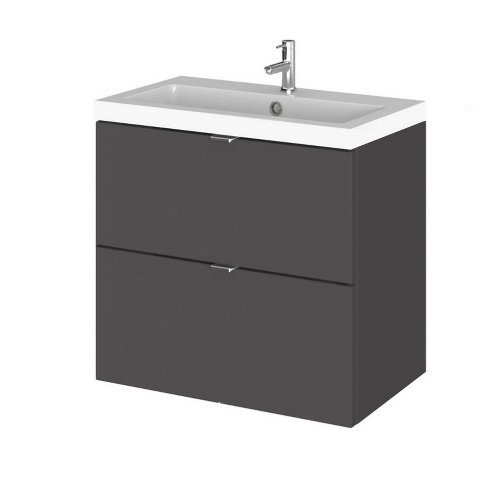 Hudson Reed Fusion Wall Hung 600mm Gloss Grey Vanity Unit with Drawers (1)
