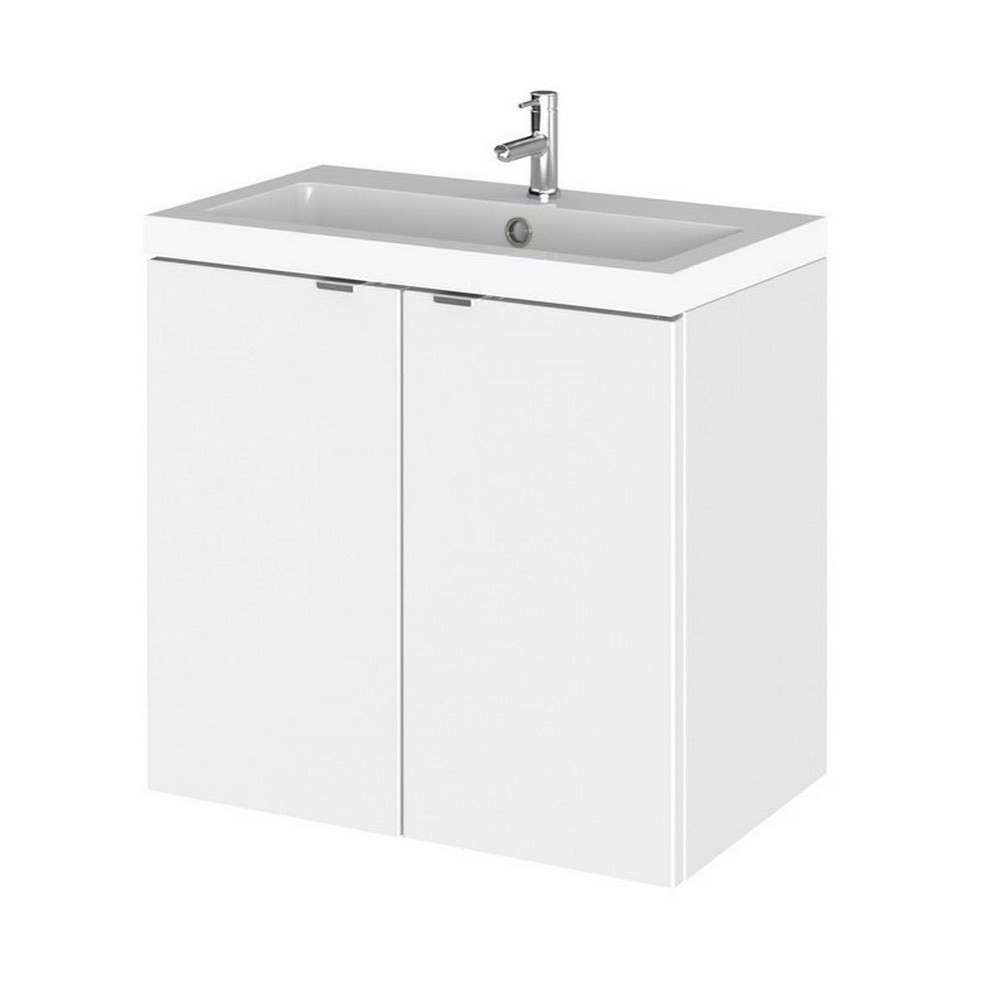 Hudson Reed Fusion Wall Hung 600mm Gloss White Vanity Unit with Doors