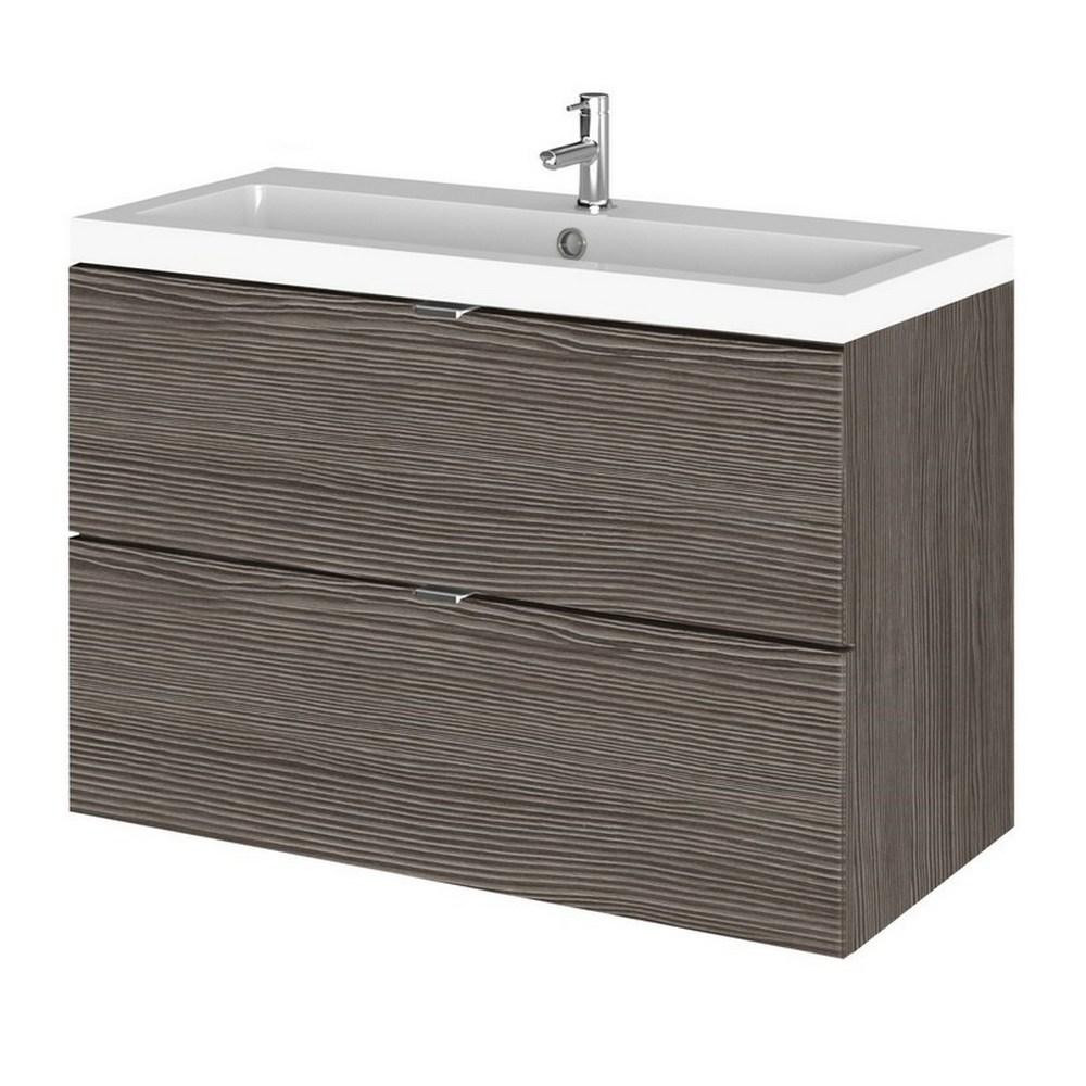 Hudson Reed Fusion Wall Hung 800mm Anthracite Woodgrain Vanity Unit with Drawers (1)