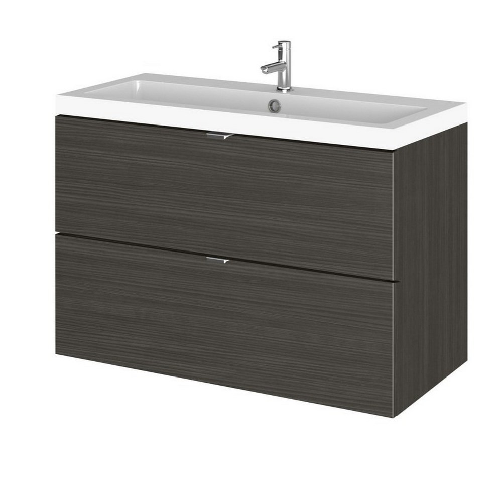 Hudson Reed Fusion Wall Hung 800mm Charcoal Black Vanity Unit with Drawers