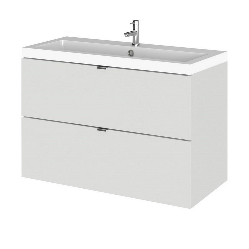Hudson Reed Fusion Wall Hung 800mm Gloss Grey Mist Vanity Unit with Drawers (1)