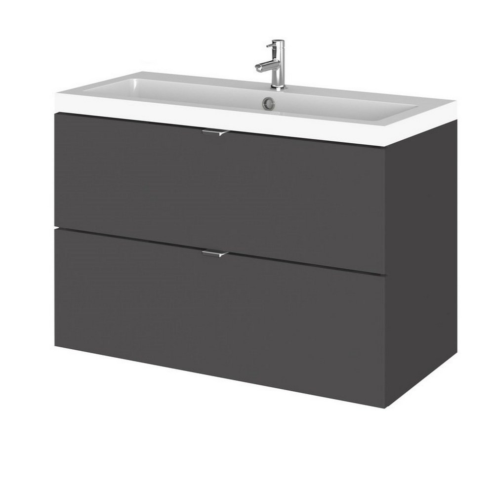 Hudson Reed Fusion Wall Hung 800mm Gloss Grey Vanity Unit with Drawers (1)