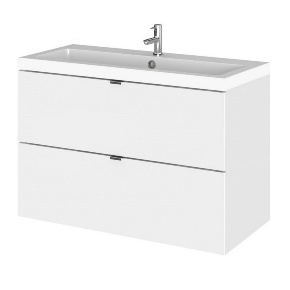Hudson Reed Fusion Wall Hung 800mm Gloss White Vanity Unit with Drawers (1)