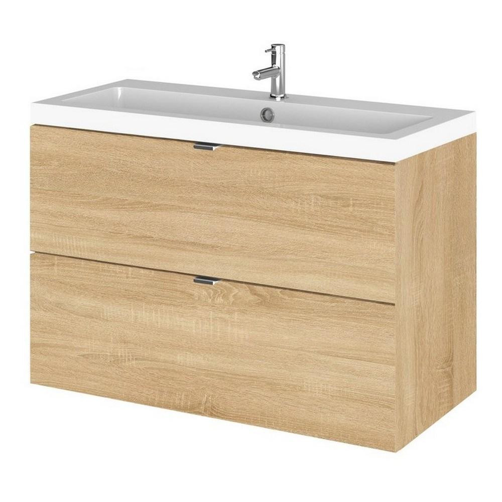 Hudson Reed Fusion Wall Hung 800mm Natural Oak Vanity Unit with Drawers (1)