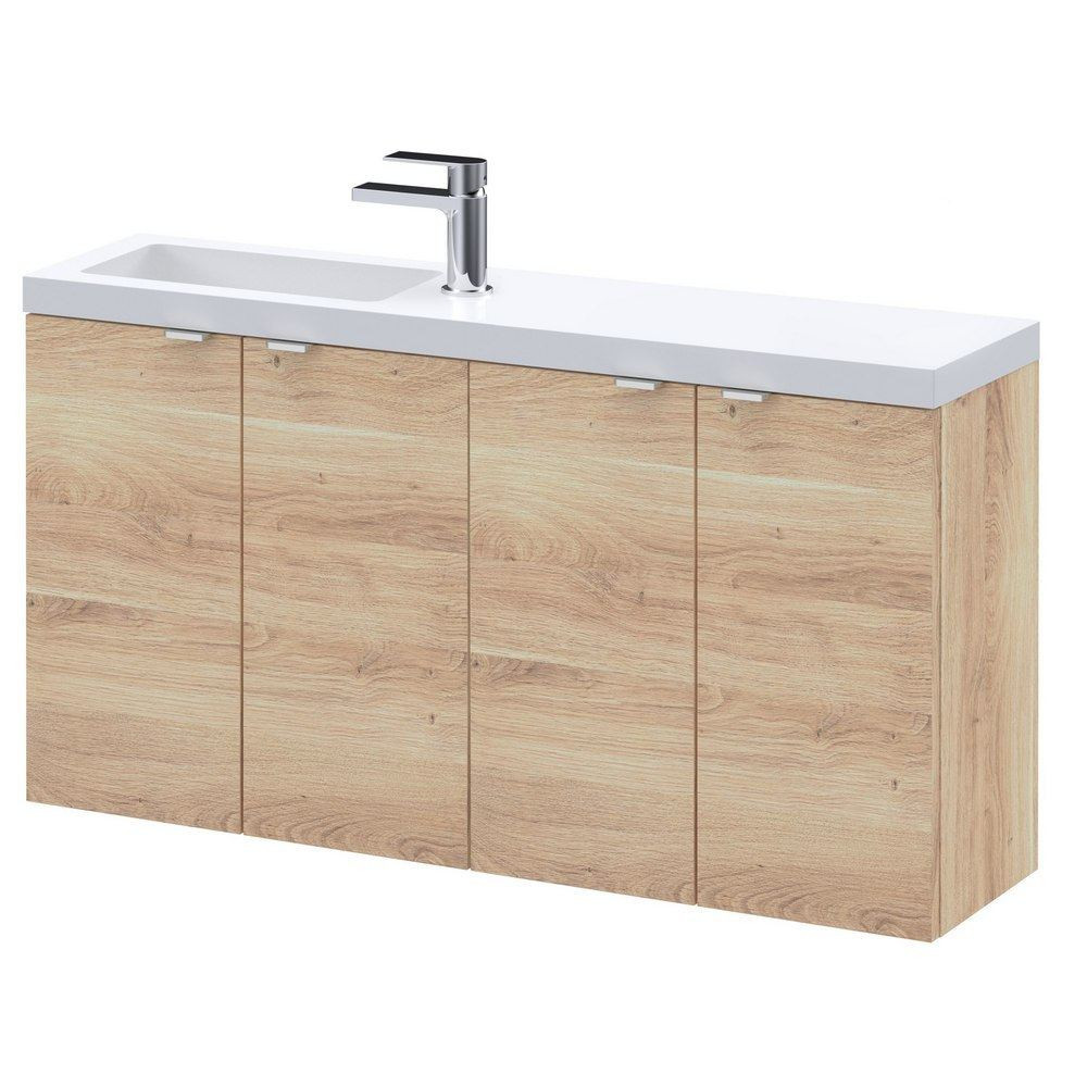 Hudson Reed Fusion Wall Hung Slimline 1000mm Vanity Unit in Bleached Oak (1)