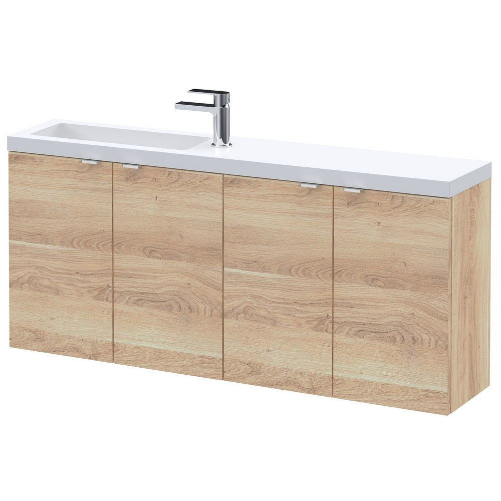 Hudson Reed Fusion Wall Hung Slimline 1200mm Vanity Unit in Bleached Oak (1)