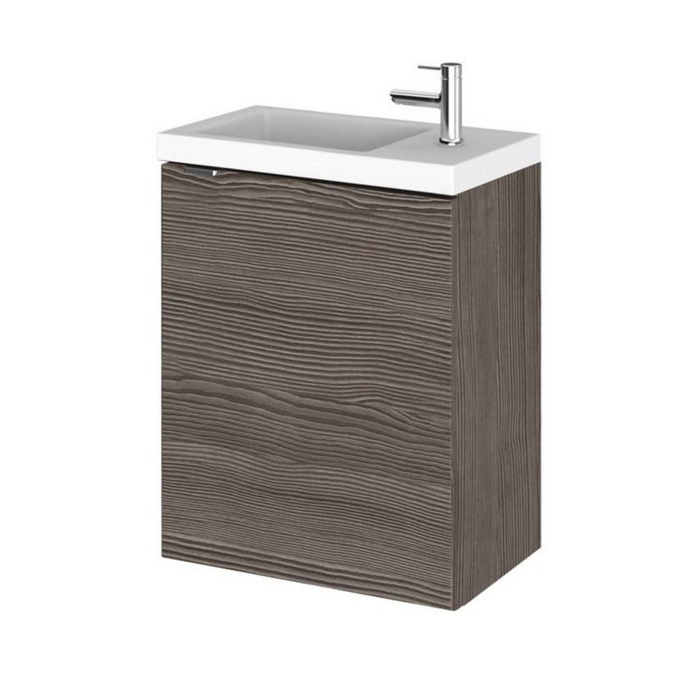 Hudson Reed Fusion Wall Hung Slimline 400mm Vanity Unit in Anthracite Woodgrain (1)