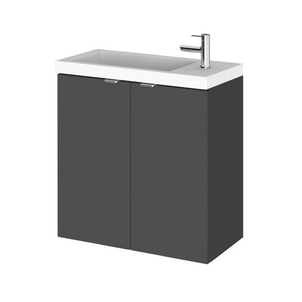 Hudson Reed Fusion Wall Hung Slimline 500mm Vanity Unit in Gloss Grey (1)