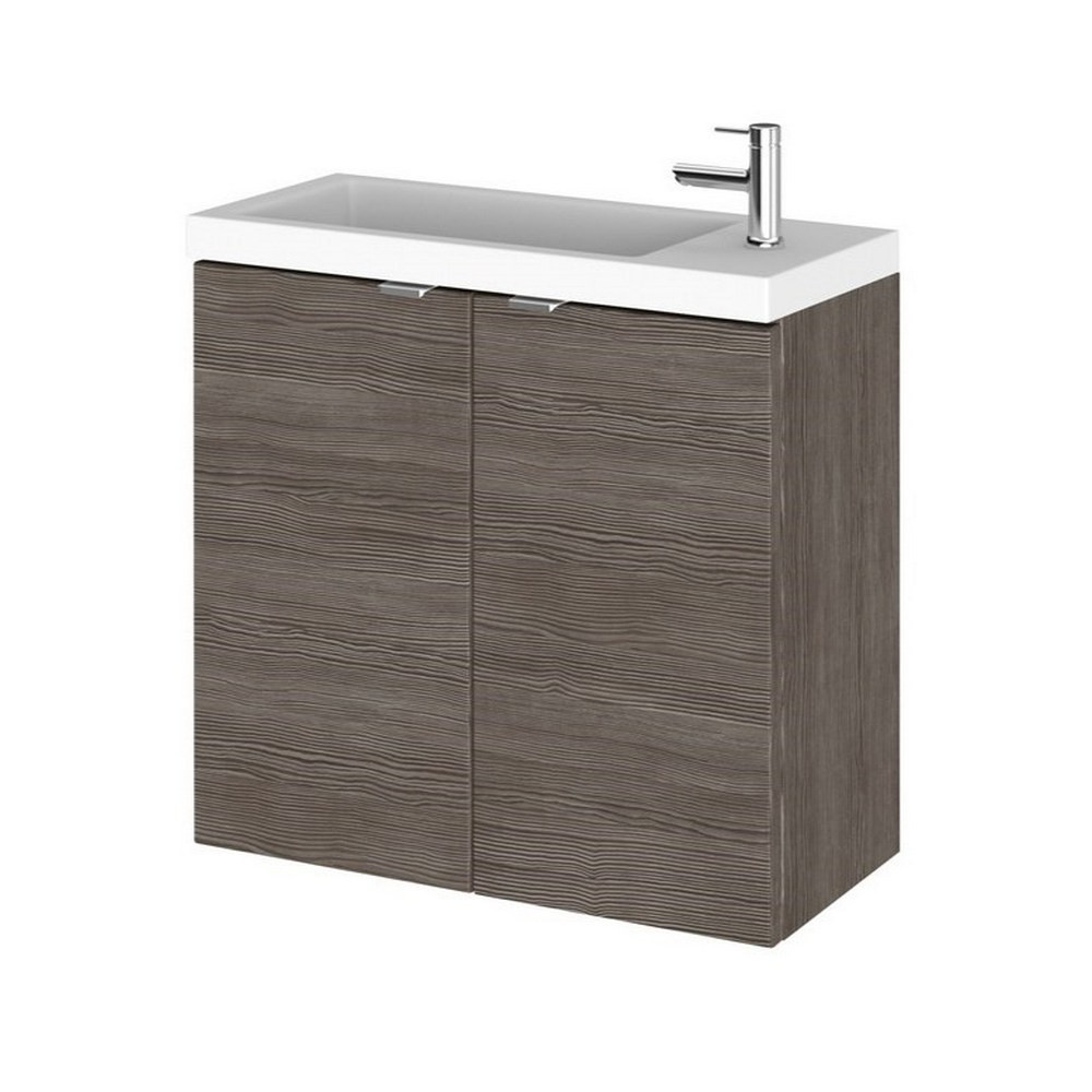Hudson Reed Fusion Wall Hung Slimline 600mm Vanity Unit in Anthracite Woodgrain (1)