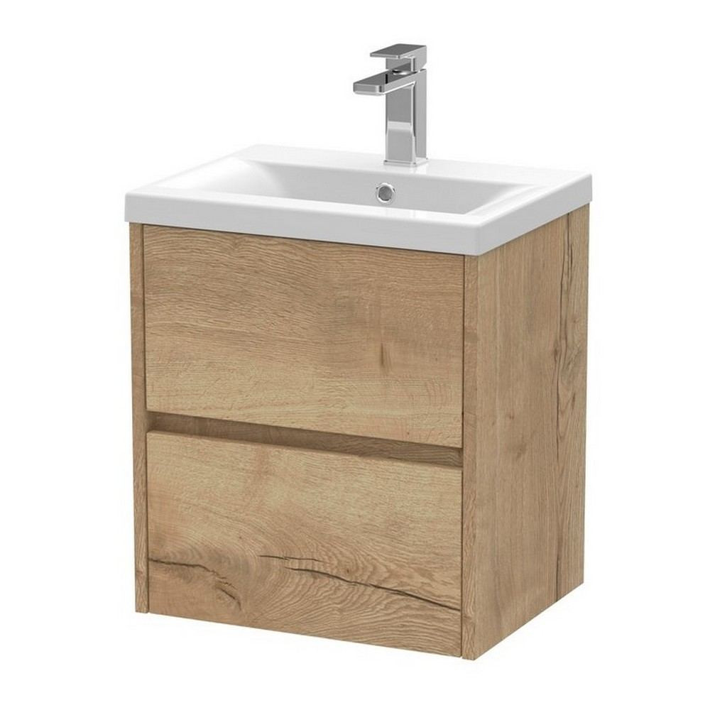 Hudson Reed Havana 500mm Wall Hung Vanity Unit in Autumn Oak