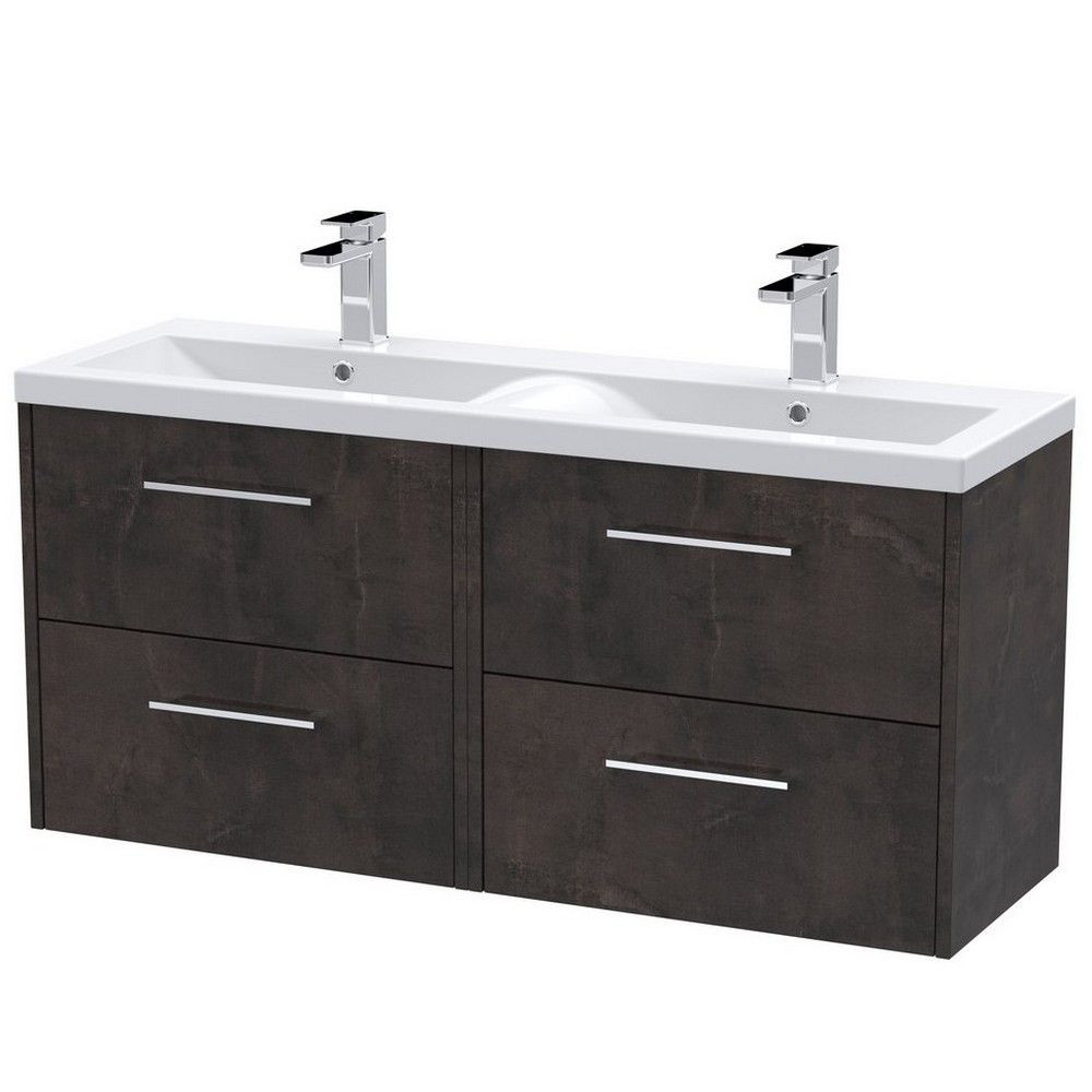 Hudson Reed Juno 1200mm Four Drawer Twin Cabinet and Basin Metallic Slate (1)