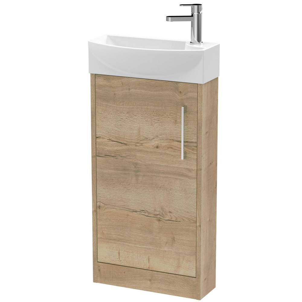 Hudson Reed Juno Compact Floor Standing 440mm Autumn Oak Cabinet and Basin
