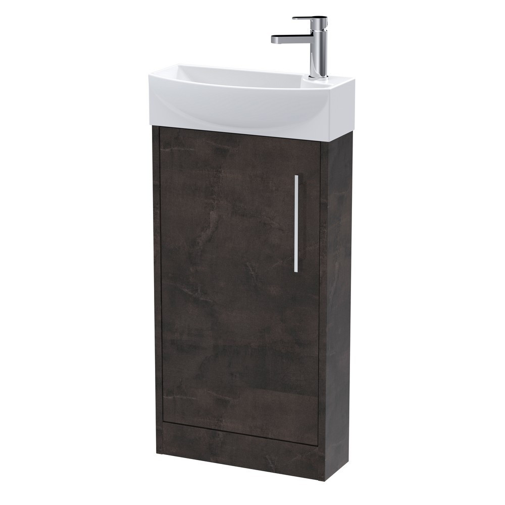 Hudson Reed Juno Compact Floor Standing 440mm Metallic Slate Cabinet and Basin