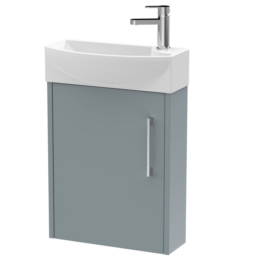 Hudson Reed Juno Compact Wall Hung 440mm Coastal Grey Cabinet and Basin