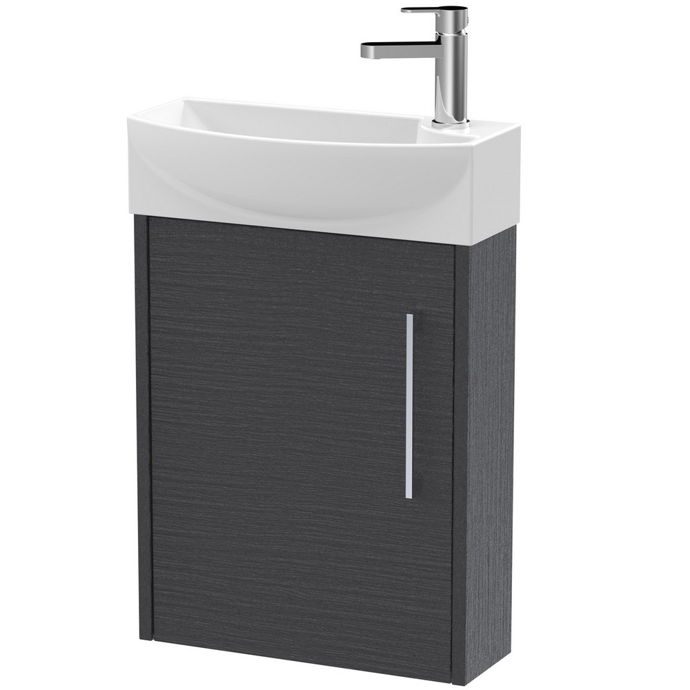 Hudson Reed Juno Compact Wall Hung 440mm Graphite Grey Cabinet and Basin