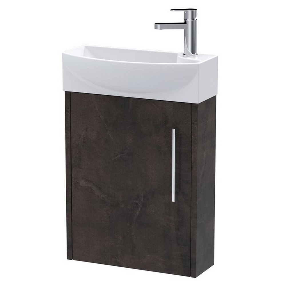Hudson Reed Juno Compact Wall Hung 440mm Metallic Slate Cabinet and Basin