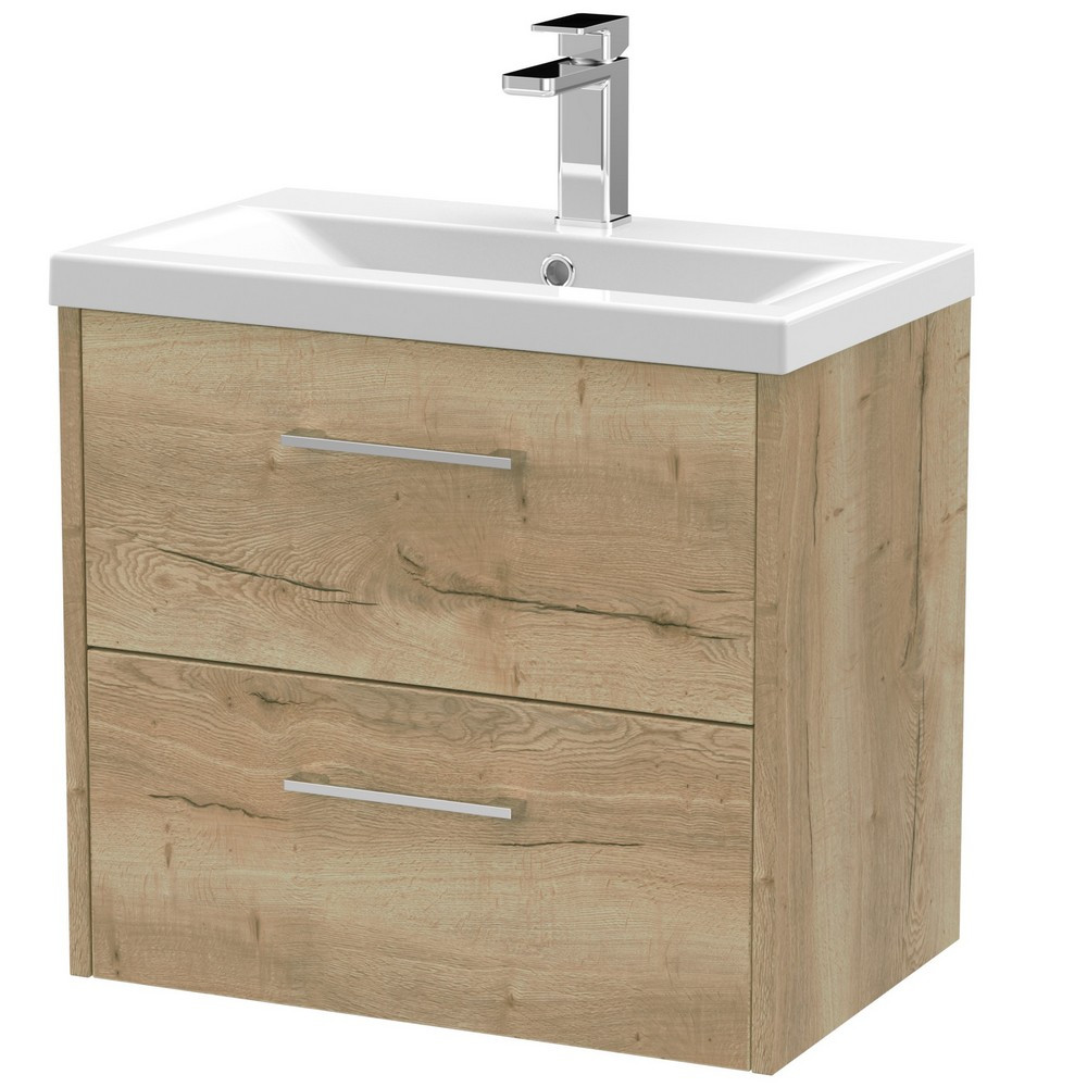 Hudson Reed Juno Double Drawer 600mm Cabinet and Basin Autumn Oak