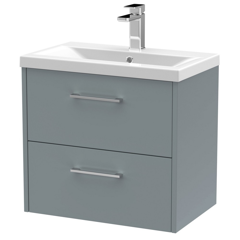 Hudson Reed Juno Double Drawer 600mm Cabinet and Basin Coastal Grey