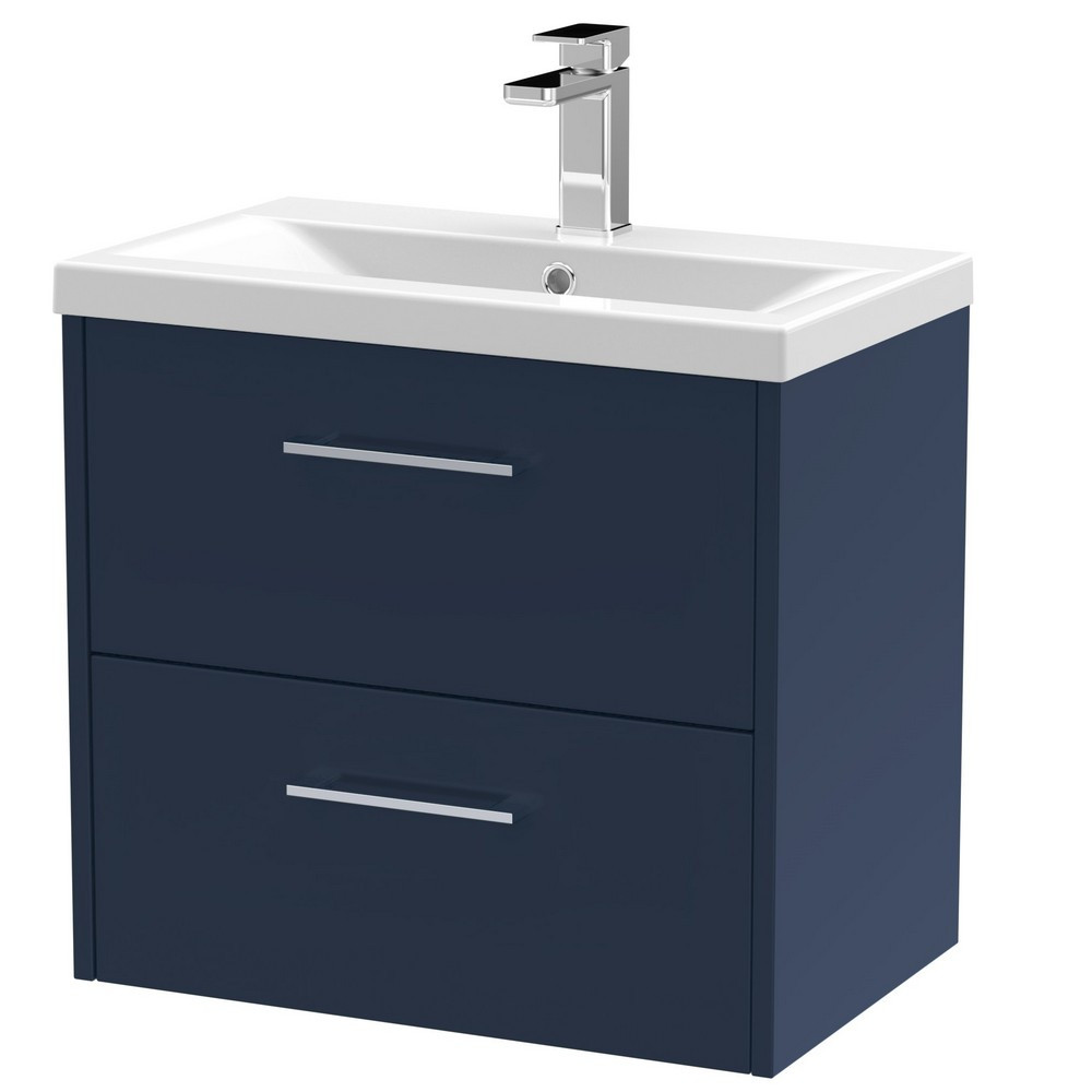 Hudson Reed Juno Double Drawer 600mm Cabinet and Basin Electric Blue