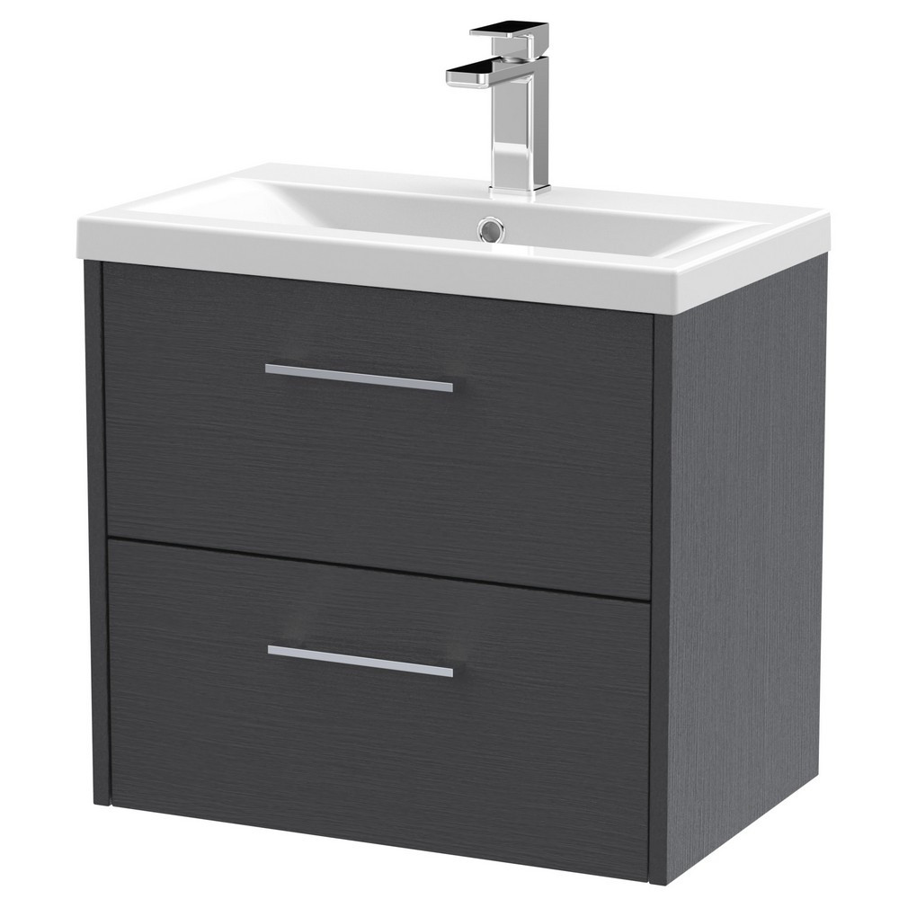 Hudson Reed Juno Double Drawer 600mm Cabinet and Basin Graphite Grey