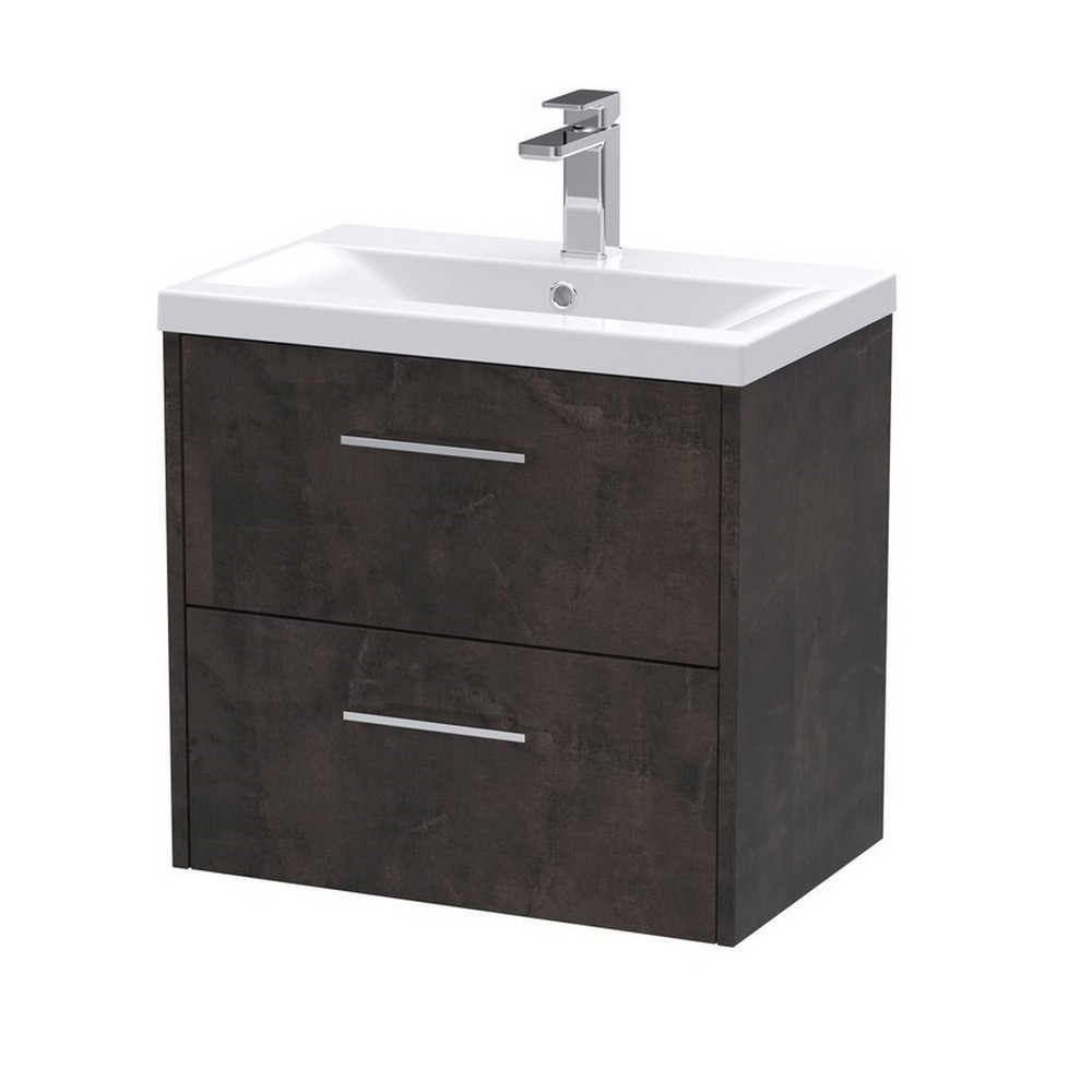 Hudson Reed Juno Double Drawer 600mm Vanity Unit Metallic Slate