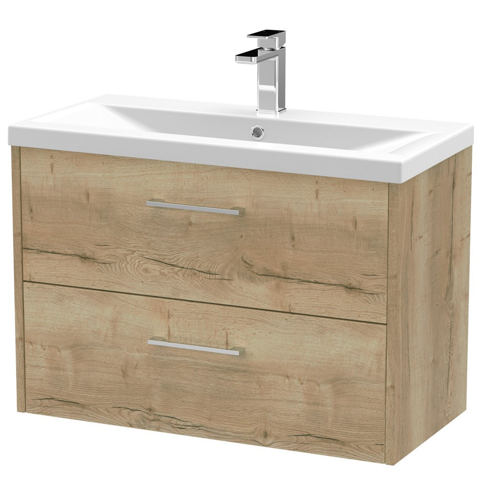 Hudson Reed Juno Double Drawer 800mm Cabinet and Basin Autumn Oak