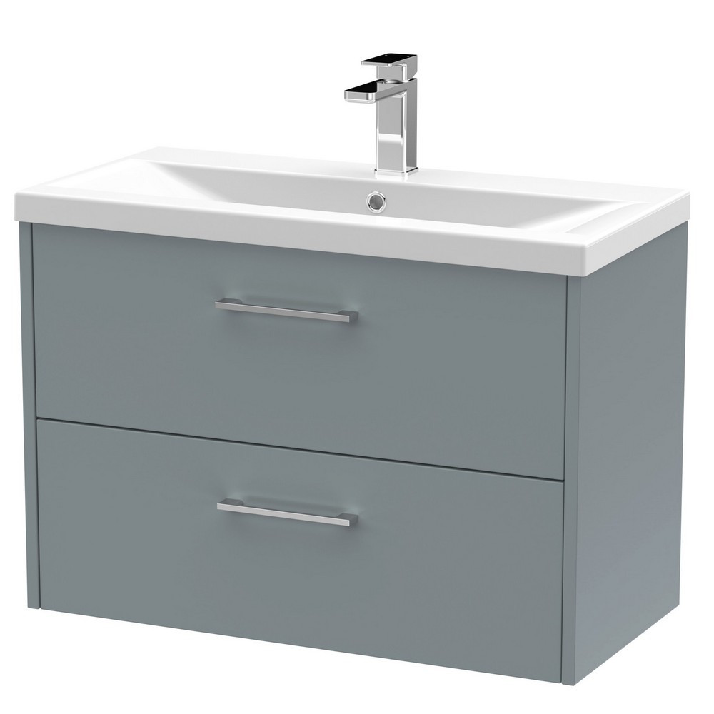 Hudson Reed Juno Double Drawer 800mm Cabinet and Basin Coastal Grey