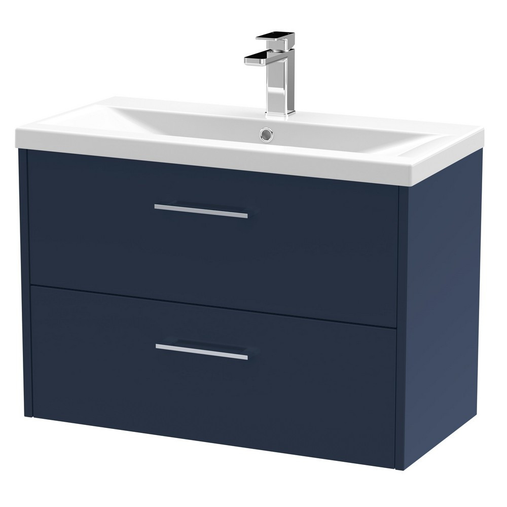 Hudson Reed Juno Double Drawer 800mm Cabinet and Basin Electric Blue