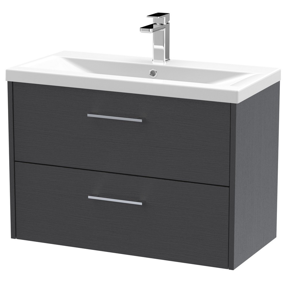 Hudson Reed Juno Double Drawer 800mm Cabinet and Basin Graphite Grey
