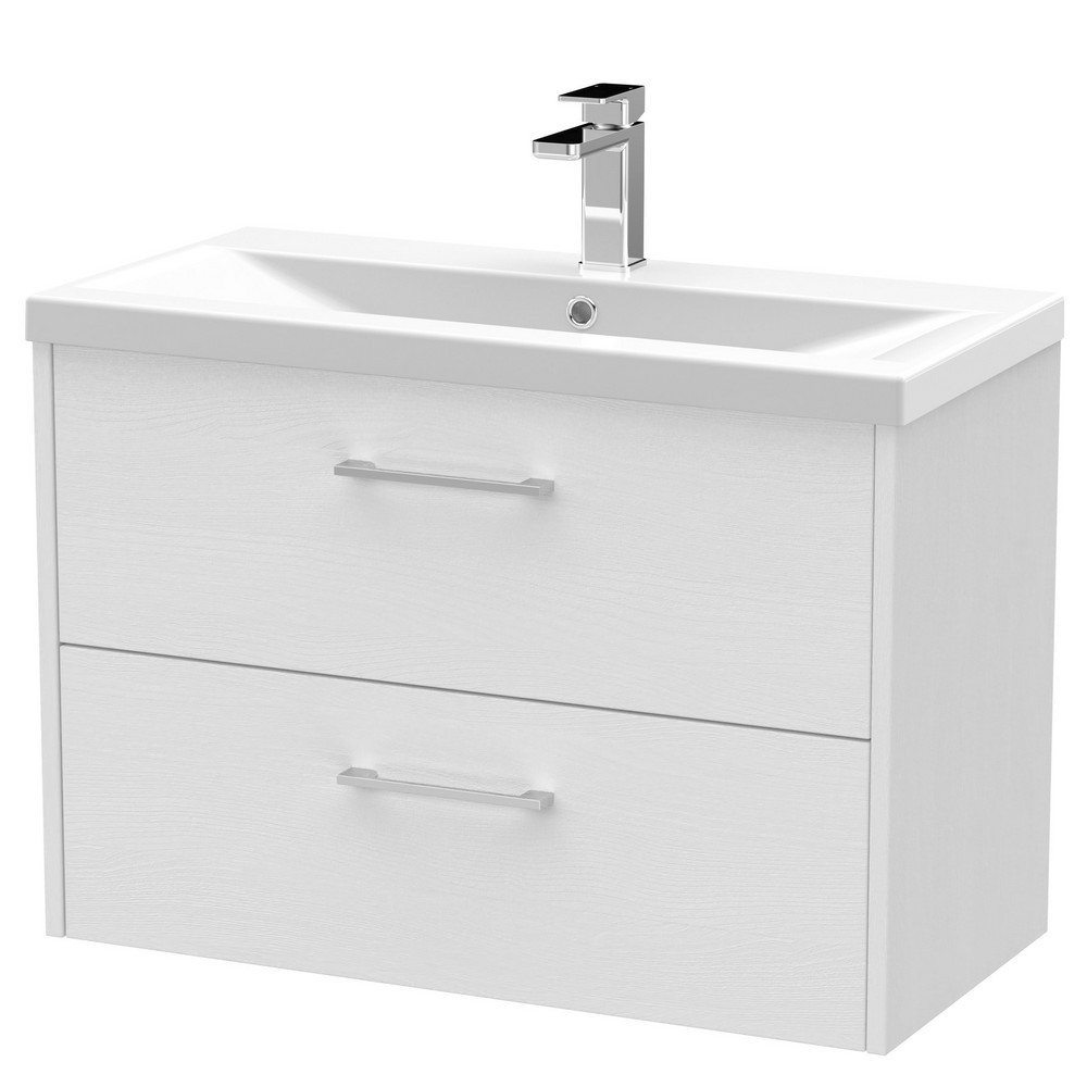 Hudson Reed Juno Double Drawer 800mm Cabinet and Basin White Ash