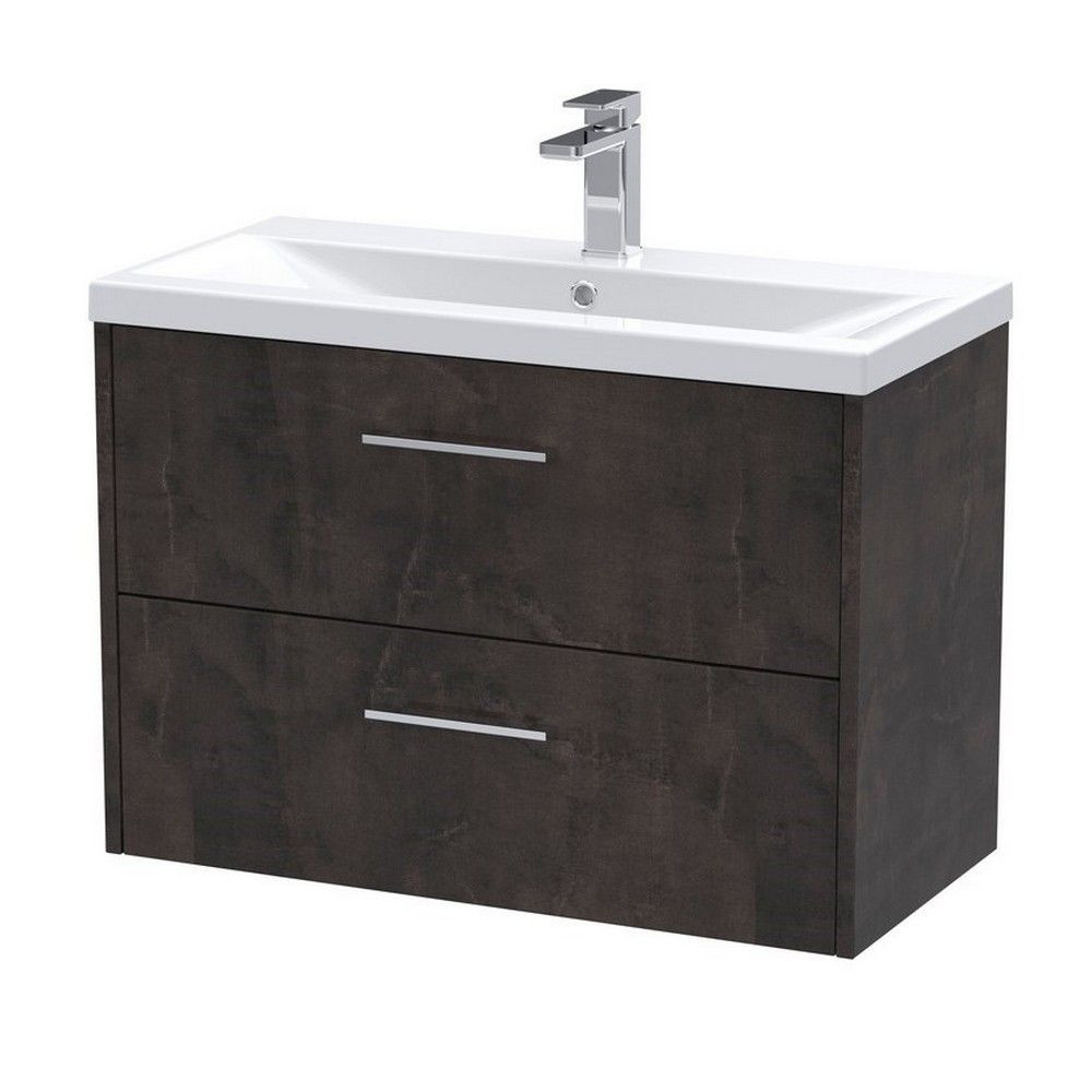 Hudson Reed Juno Double Drawer 800mm Vanity Unit Metallic Slate