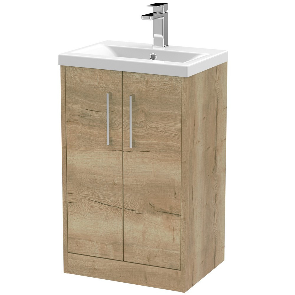 Hudson Reed Juno Floor Standing 500mm Cabinet and Basin Autumn Oak