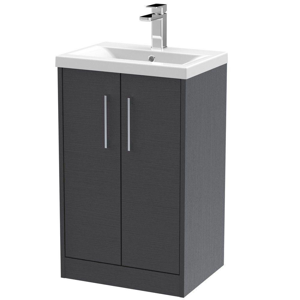Hudson Reed Juno Floor Standing 500mm Cabinet and Basin Graphite Grey