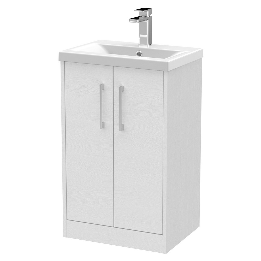 Hudson Reed Juno Floor Standing 500mm Cabinet and Basin White Ash