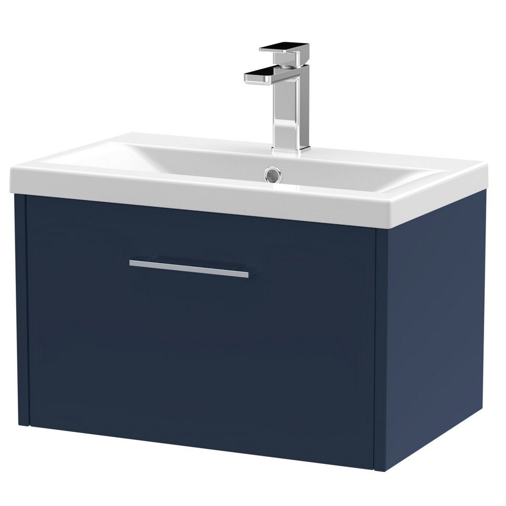 Hudson Reed Juno Midnight Blue Wall Hung 600mm One Drawer Vanity Unit (1)