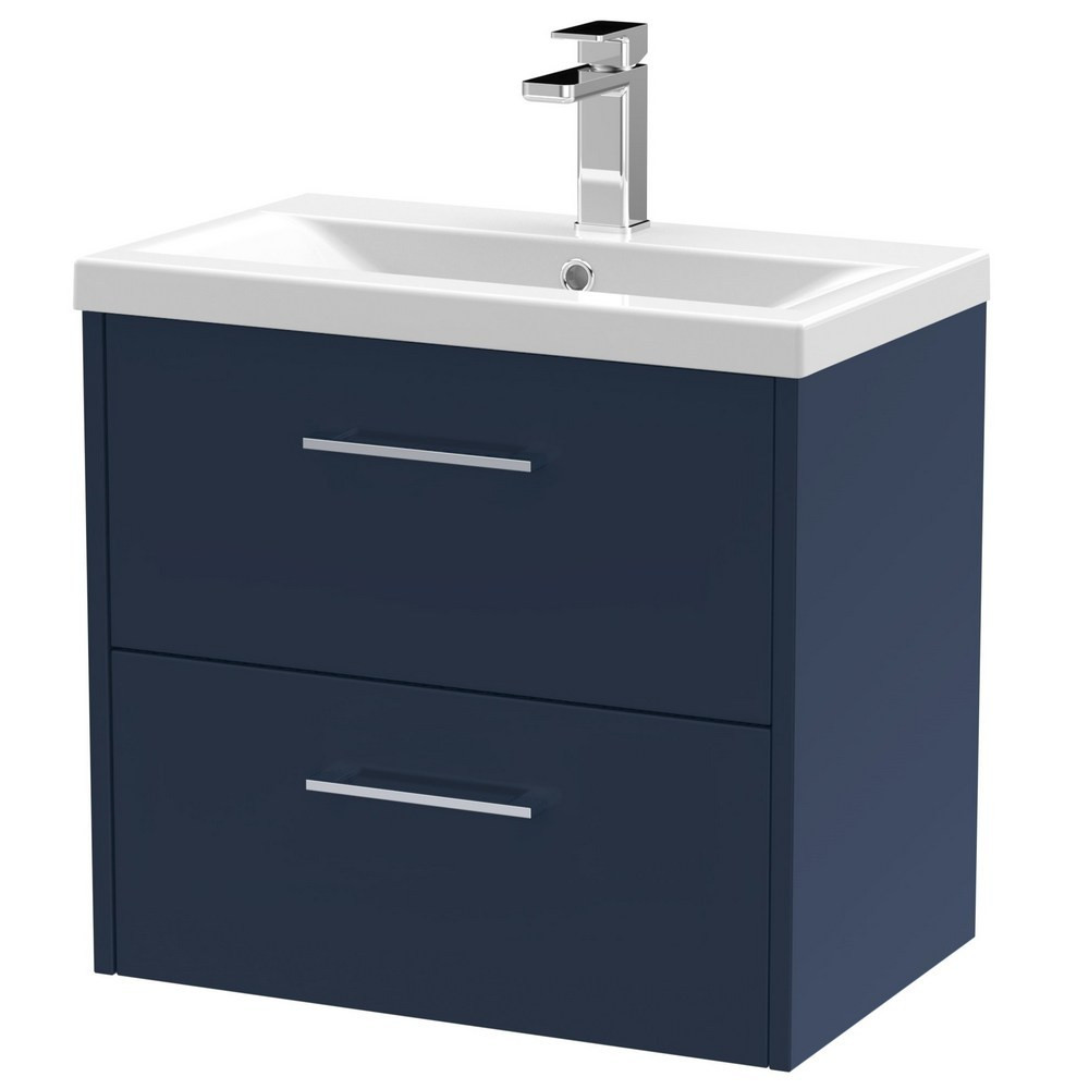 Hudson Reed Juno Midnight Blue Wall Hung 600mm Two Drawer Vanity Unit (1)